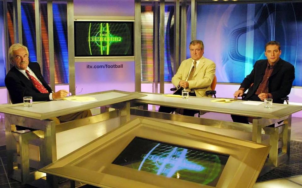 Des Lynam, Terry Venables and Ally McCoist on the set of ITV's The Premiership