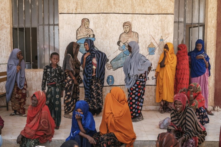 Des déplacées attendent une distribution du Programme alimentaire mondial (PAM) à Adlale, près de Gode, le 6 avril 2022 en Ethiopie (AFP/EDUARDO SOTERAS)