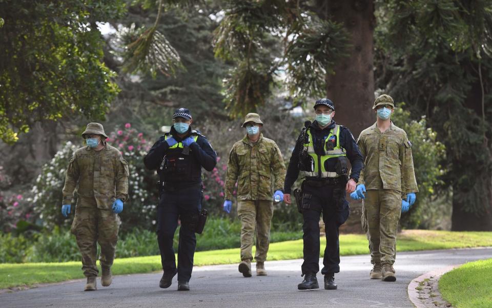 Military personnel have been deployed in the state of Victoria to back up police enforcing lockdown measures - William West/AFP