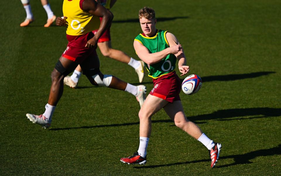Fin Smith at England's pre-Six Nations training camp in Girona