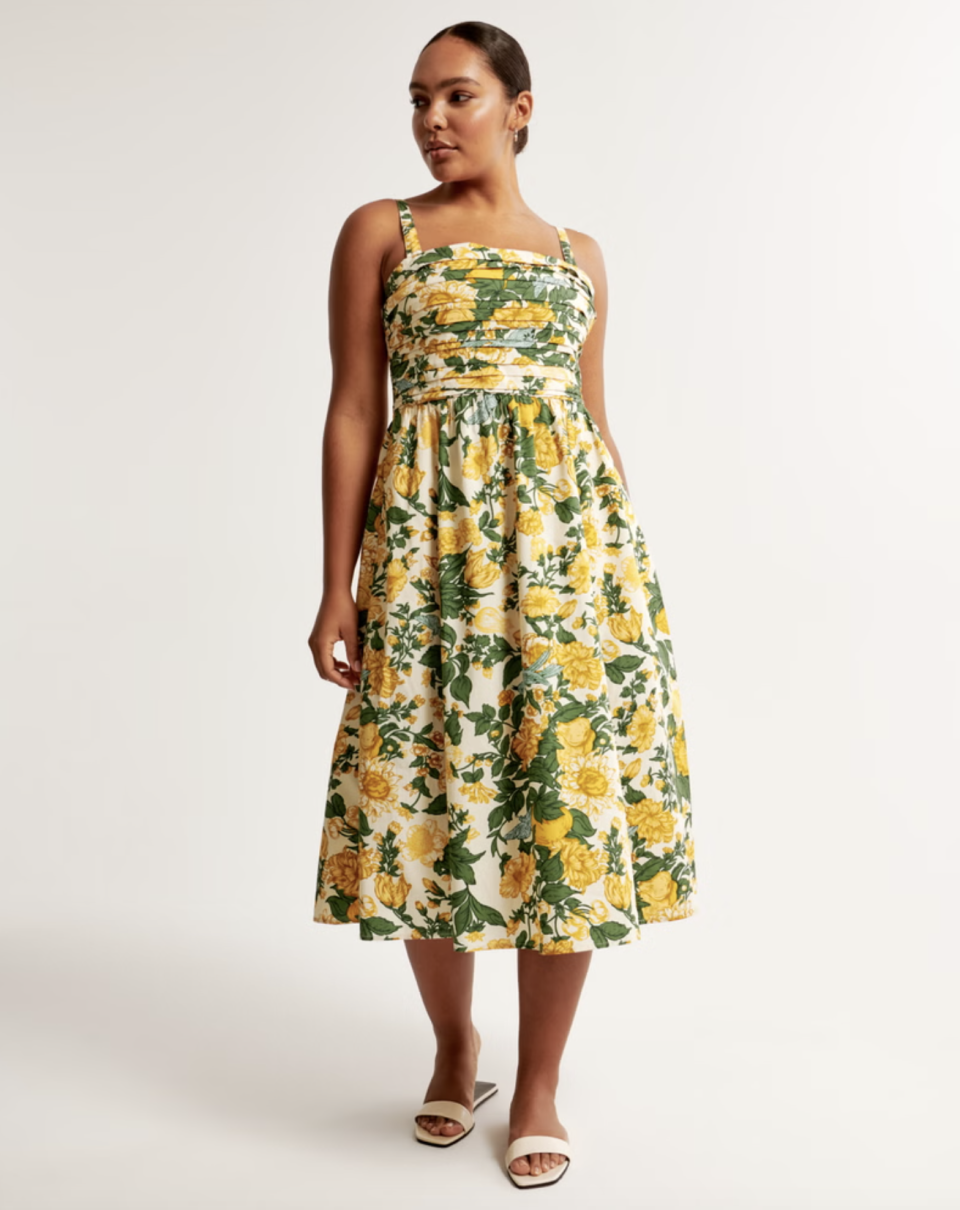 Emerson Poplin Wide Strap Midi Dress (Photo via Abercrombie)