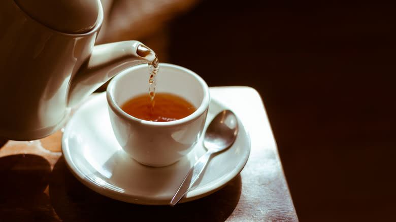 cup of tea being poured