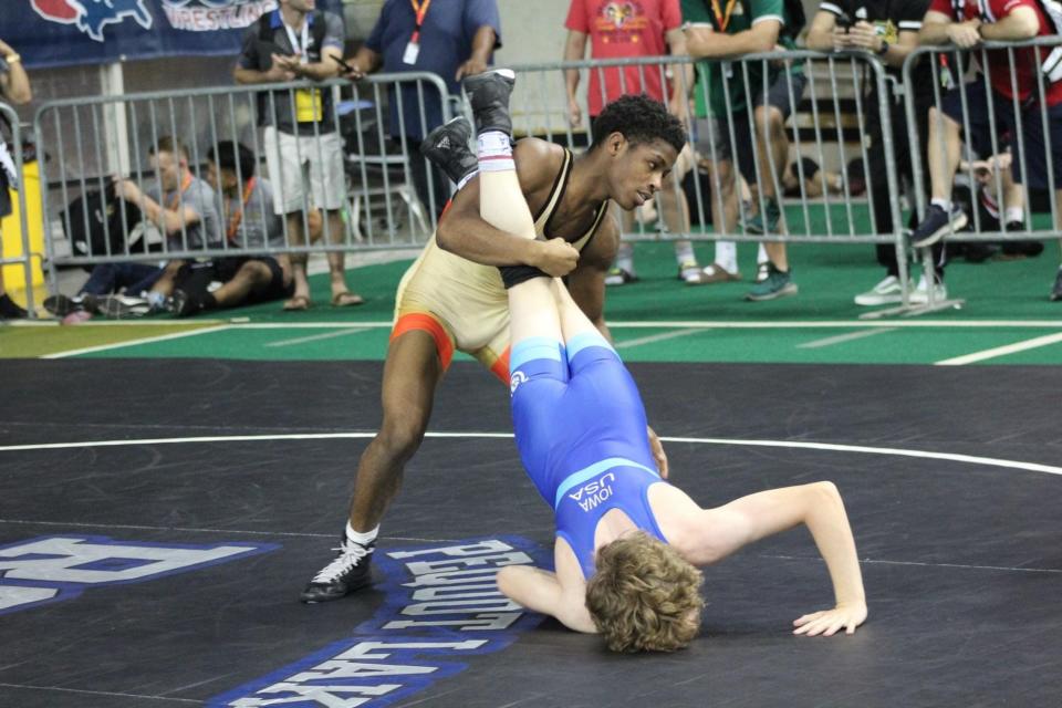 Markel Baker, a Freeport wrestler shown here during a summer tournament, rolled to the championship at 132 pounds in the Rockford East Giardini Invitational on Saturday, Dec. 4, 2021.