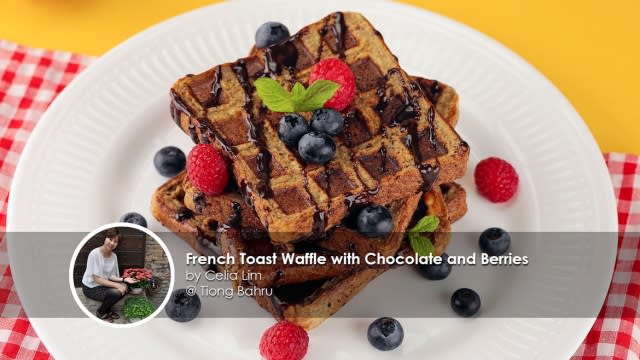 French Toast Waffle with Chocolate and Berries Recipe by home cook Celia Lim