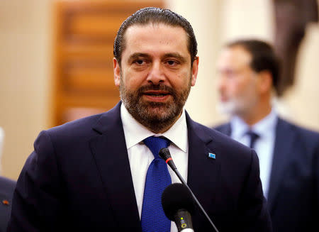 Prime Minister-designate Saad al-Hariri talks inside the parliament building at downtown Beirut, Lebanon May 28, 2018. REUTERS/Mohamed Azakir