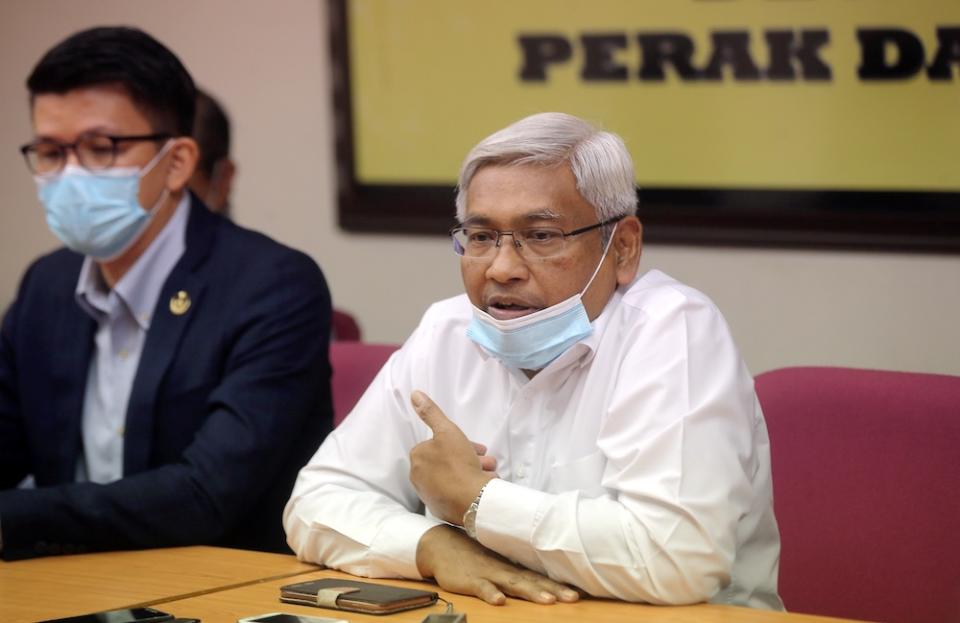 Perak Opposition leader and constitutional law expert Abdul Aziz Bari speaks to the press at the State Secretariat Building in Ipoh October 26, 2020. — Picture by Farhan Najib
