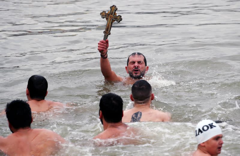 FILE PHOTO: Epiphany day celebrations by the Golden Horn in Istanbul