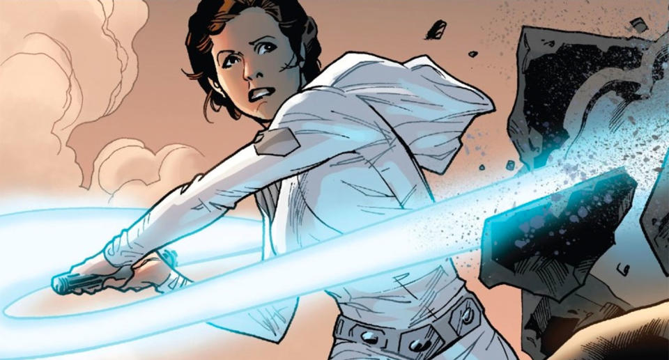 Leia wielded a lightsaber in Marvel Comic's 2015 Star Wars #12. (Marvel Comics)