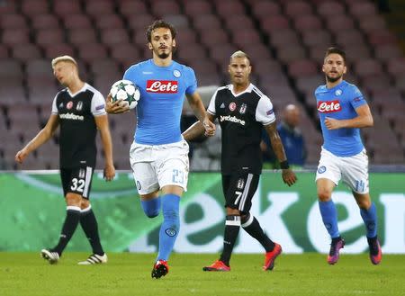 Football Soccer - Napoli v Besiktas - UEFA Champions League Group stage - Group B - San Paolo stadium, Italy, - 19/10/16 - Napoli's Manolo Gabbiadini celebrates after scoring against Besiktas. REUTERS/Tony Gentile