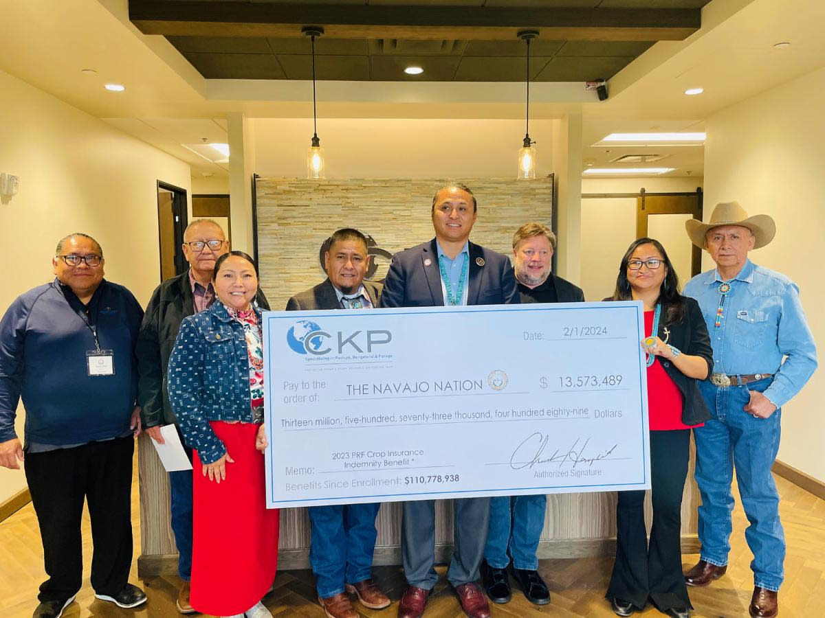 Left to right: Legislative District Assistant Tommy Tsosie, Navajo Nation Department of Agriculture Project Program Specialist Ferdinand Notah, Council Delegate Shawna Ann Claw, Council Delegate Otto Tso, Council Delegate Casey Allen Johnson, Chuck Howe from CKP, Legislative District Assistant Melinda Arviso-Ciocco, Council Delegate Rickie Nez. (Photo/Navajo Nation)