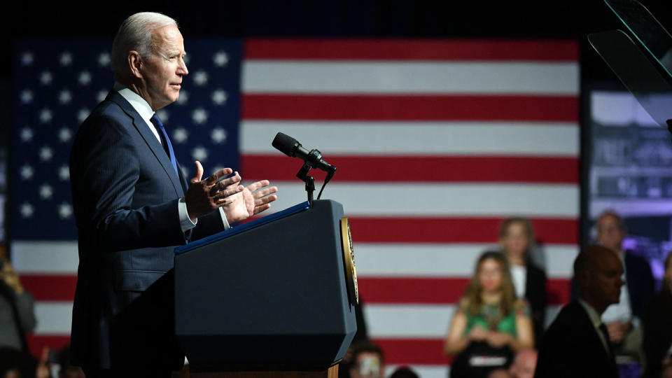 US President Joe Biden delivers remarks to commemorate the 100th anniversary of the Tulsa Race Massacre at the Greenwood Cultural Center in Tulsa, Oklahoma on June 1, 2021. (Mandel Ngan/AFP via Getty Images)
