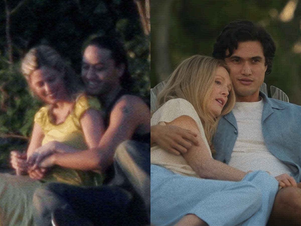 Left: Mary Kay Letourneau and Vili Fualaau in April 2006. Right: Julianne Moore and Charles Melton in "May December."