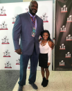<p>Who could resist the sight gag of the 4-foot-9 gymnast next to the 7-foot-1 NBA star Shaquille O’Neal? No one. (Photo: <a rel="nofollow noopener" href="https://www.instagram.com/p/BQJQUtkhu6N/?taken-by=simonebiles&hl=en" target="_blank" data-ylk="slk:Instagram" class="link ">Instagram</a>) </p>