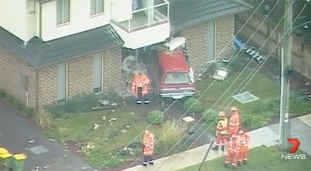 The utility crashed into the Ferntree Gully home. Source: 7News