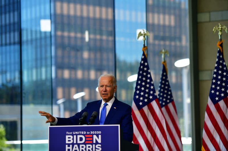 Democratic U.S. presidential nominee Biden delivers remarks in Philadelphia, Pennsylvania