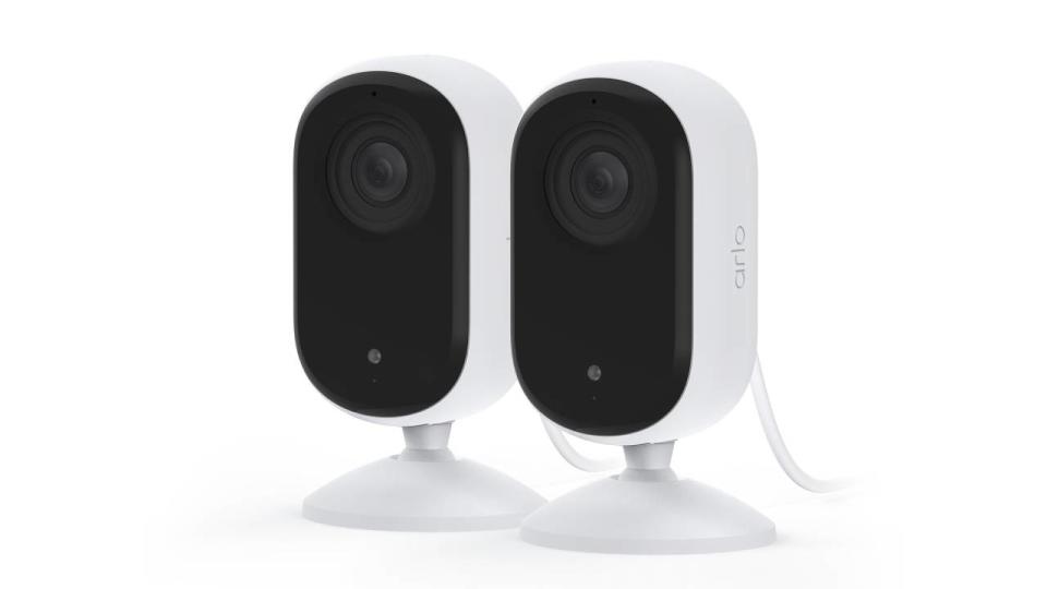 Arlo Essential Indoor Camera 2-Cam Kit on a white background