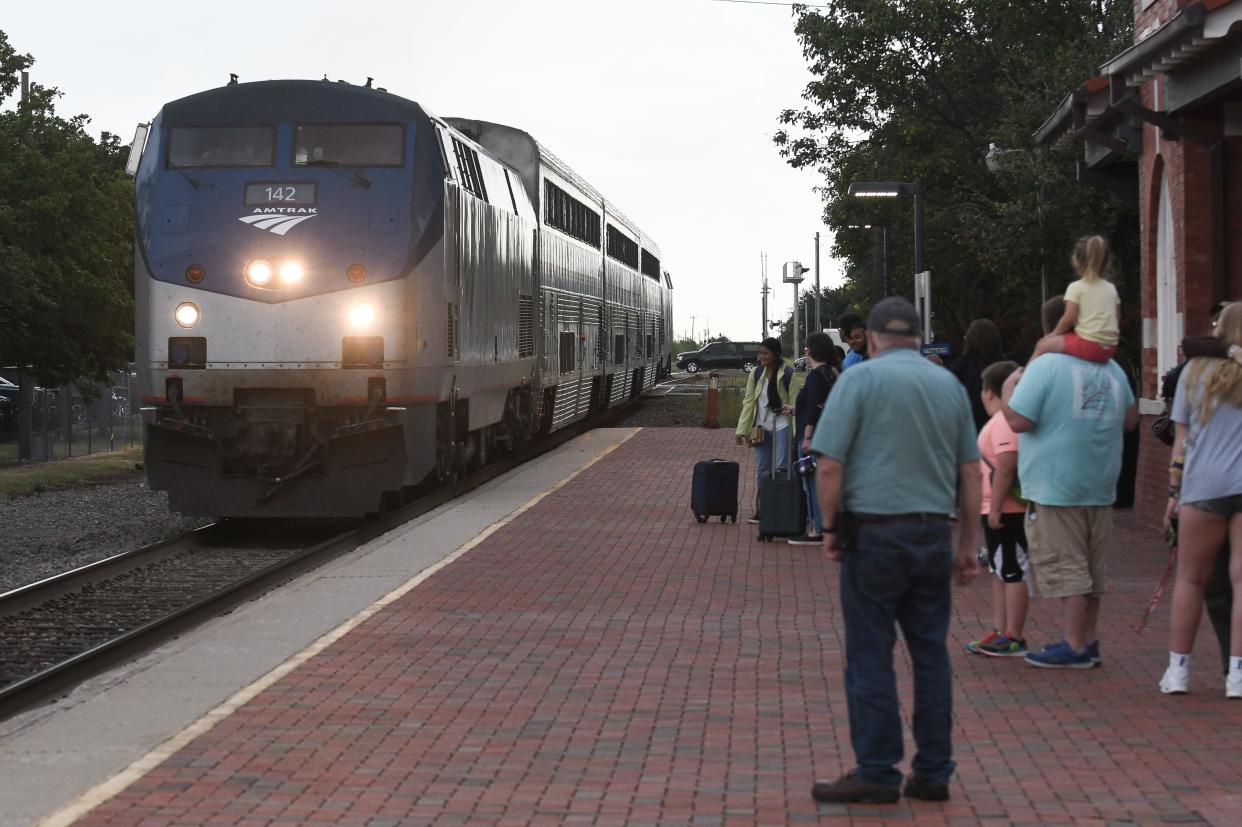 The Heartland Flyer pulls into the Norman station in August. Funding for a proposed expansion is included in the new Corridor Identification and Development Program created through the federal Bipartisan Infrastructure Law.