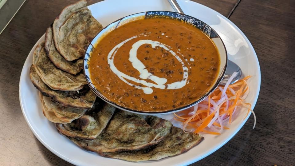 Dal Makhani here is a superb and creamy lentil dish.