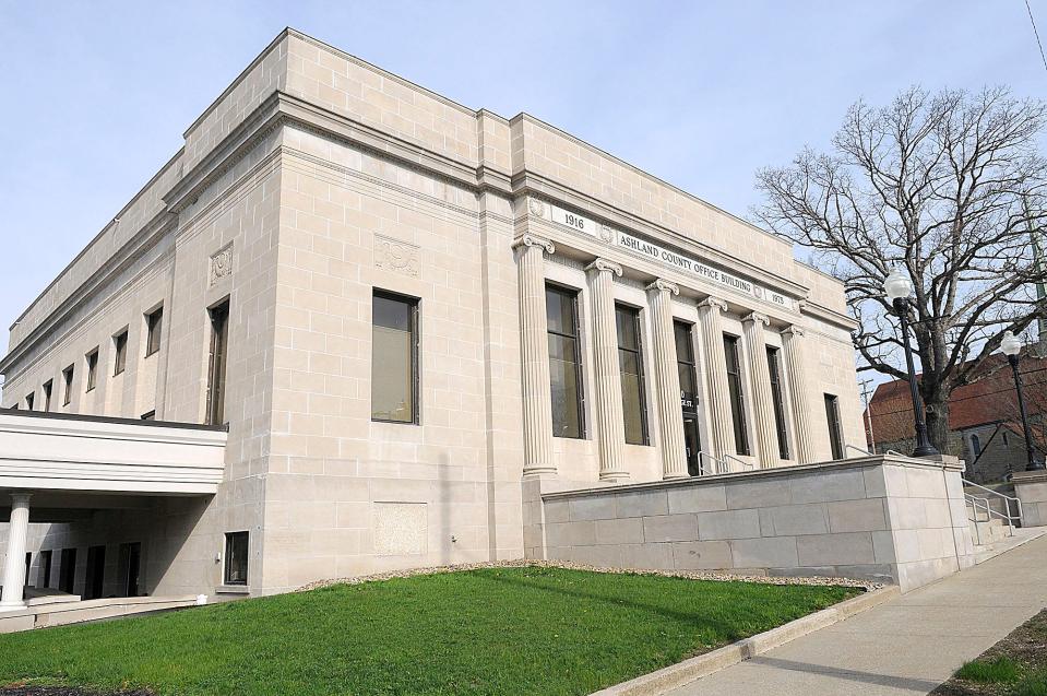 The Ashland County Office Building at the intersection of West Main and Cottage Streets is seen here Tuesday, April 6, 2021. TOM E. PUSKAR/TIMES-GAZETTE.COM