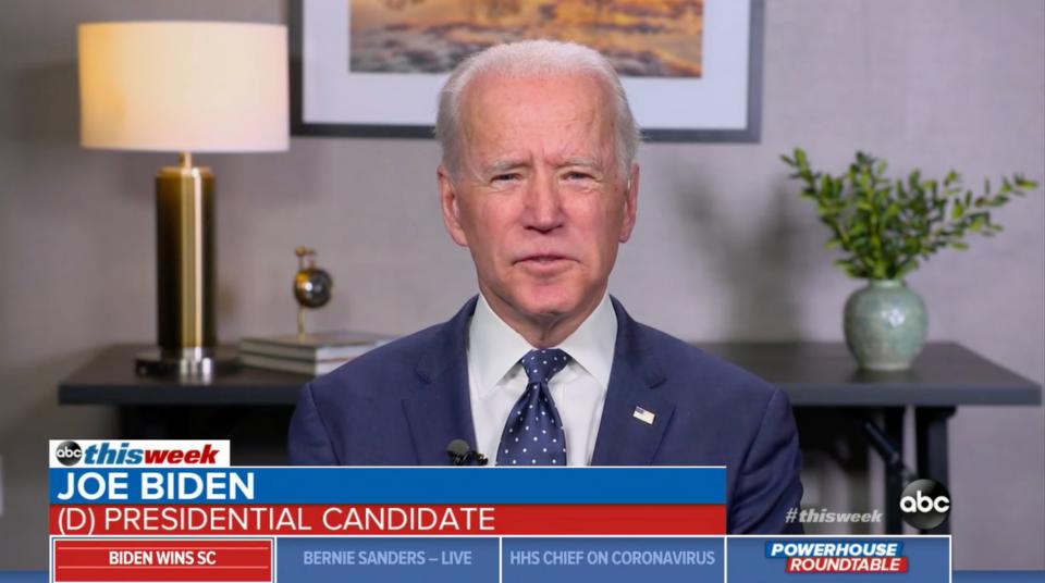 Former Vice President Joe Biden on ABC's "This Week." (Screenshot: ABC)