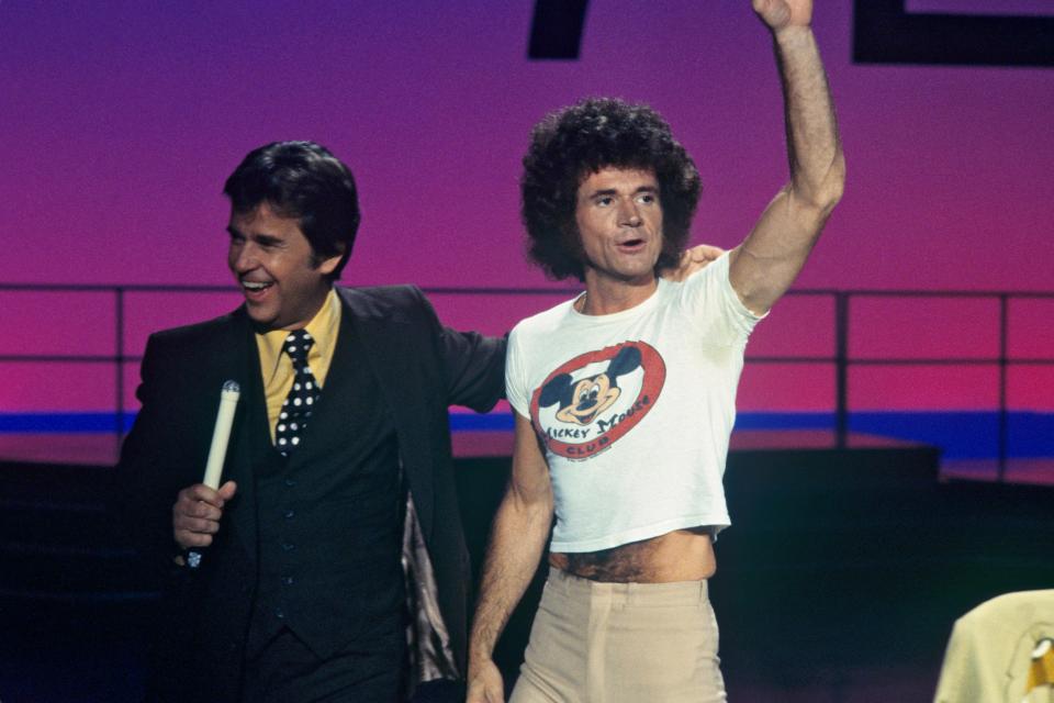 Dick Clark and Gary Mule Deer on "American Bandstand" in 1977.