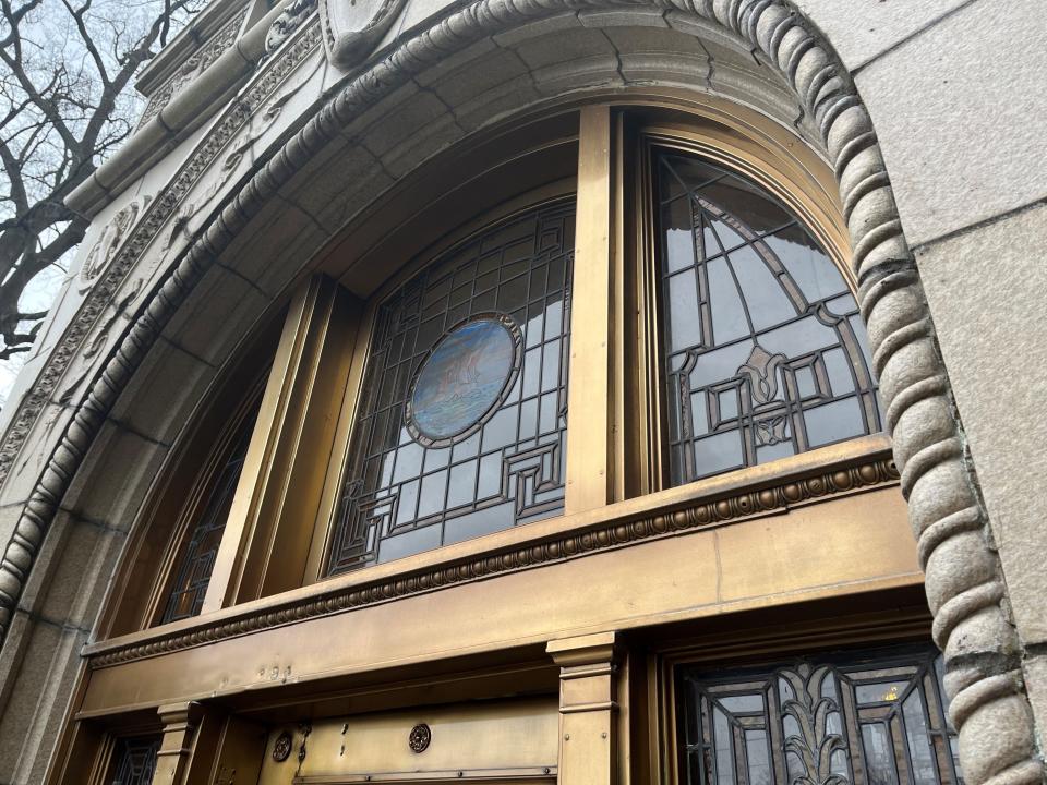 Stained glass windows in the 95-year-old Commodore condominium building.