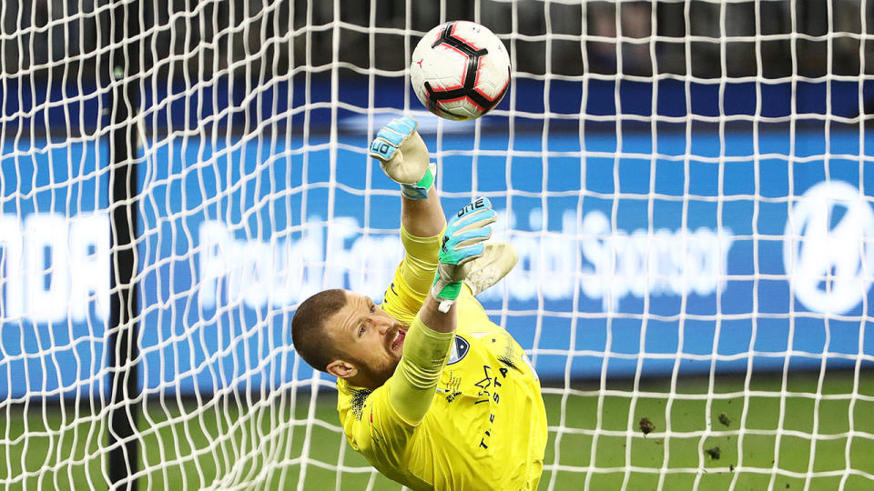 The Sydney FC keeper stood tall in his side’s penalty shootout triumph. Pic: Getty