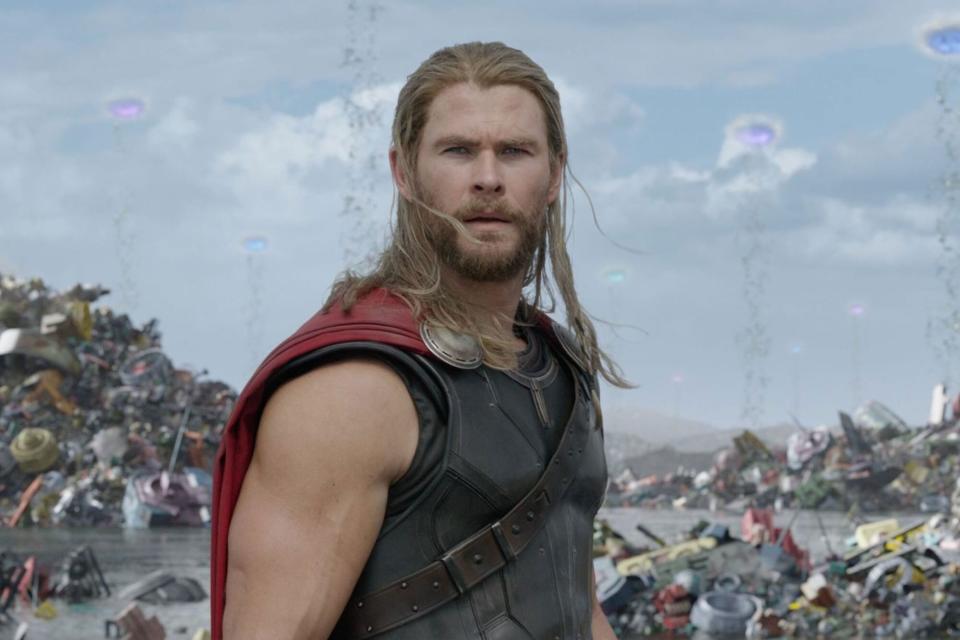 Editorial use only. No book cover usage. Mandatory Credit: Photo by J Boland/Marvel Studios/Kobal/Shutterstock (9220927g) Chris Hemsworth "Thor: Ragnarok" Film - 2017