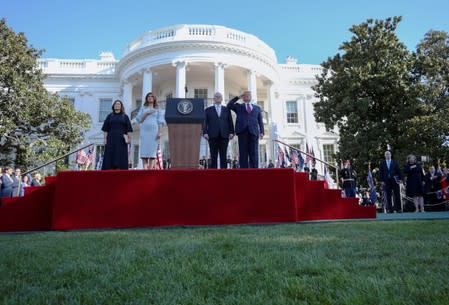 U.S. President Trump welcomes Australia’s Prime Minister Morrison at White House arrival ceremony in Washington