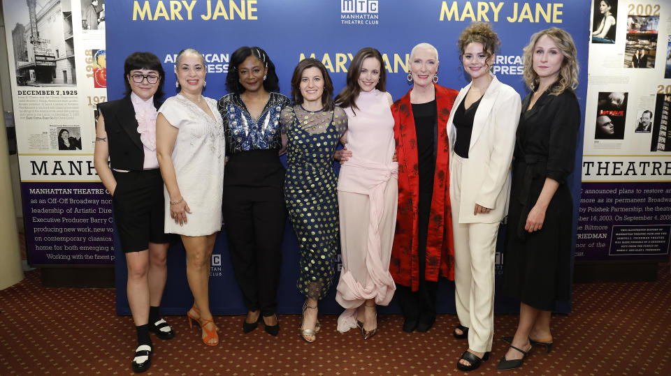 NEW YORK, NEW YORK - APRIL 21:(L_R) Megumi Nakamura, Susanna Guzman, April Matthis, Susan Pourfar, Rachel McAdams, Brenda Wehle, Lily Santiago and Katya Campbell attend "Mary Jane" Broadway opening night at Samuel J. Friedman Theatre on April 21, 2024 in New York City. (Photo by John Lamparski/Getty Images)