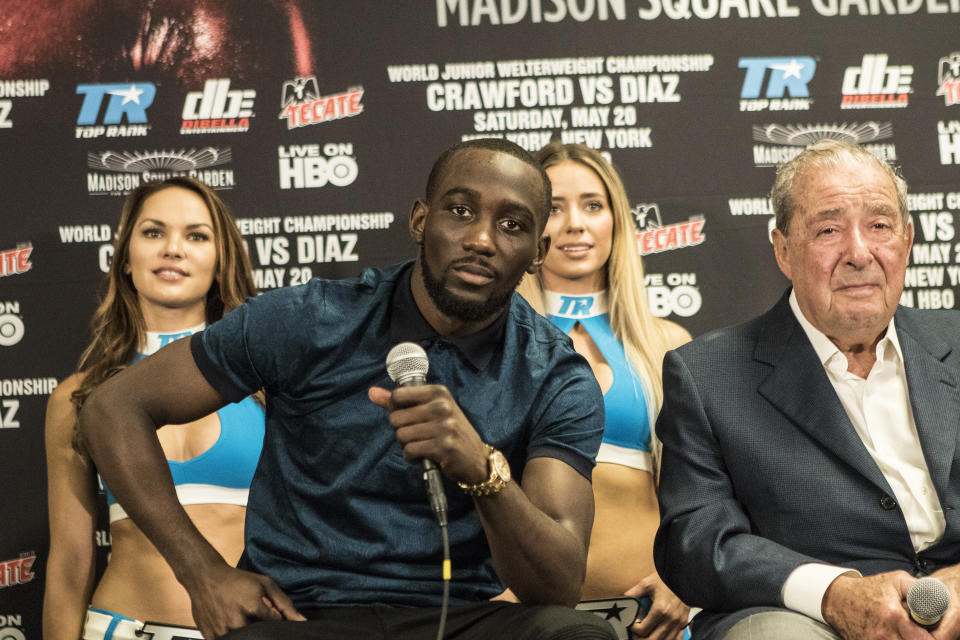 Former undisputed super lightweight champion Terence Crawford will challenge Jeff Horn for the WBO welterweight title on June 9 at the MGM Grand in Las Vegas as part of the ESPN+ streaming service. (Getty Images)