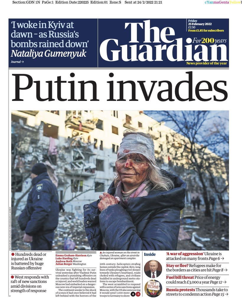 Newspaper Coverage of Russian Forces Invading Ukraine