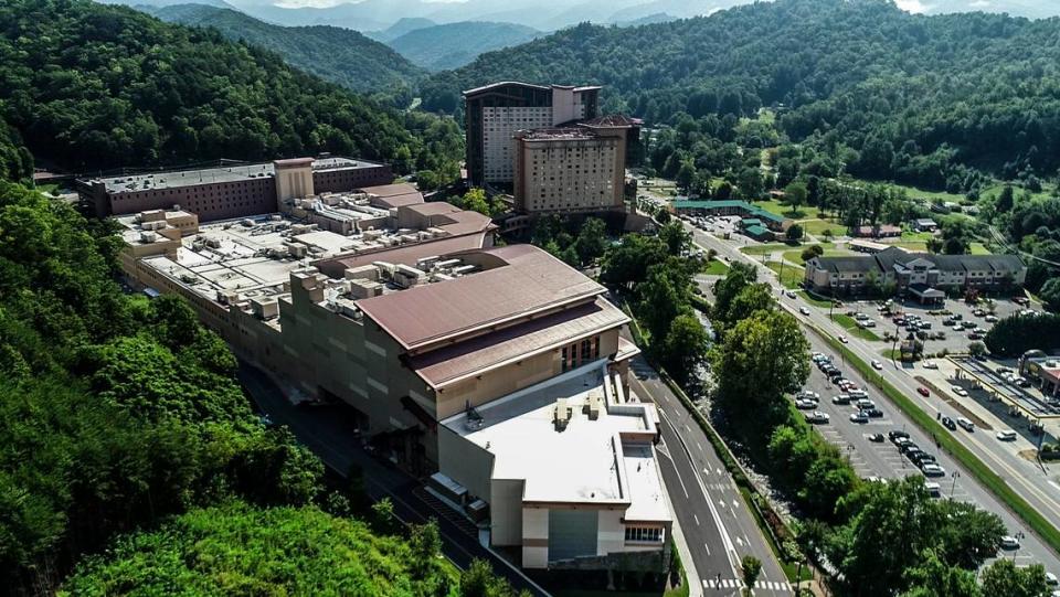 An aerial view of Harrah’s Cherokee Casino Resort