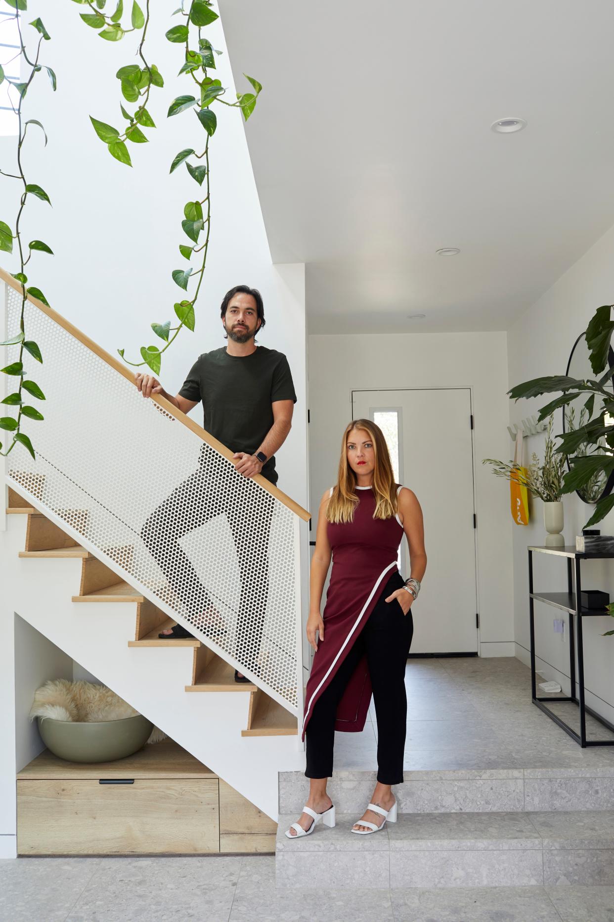 Todd Sussman (left) and Melanie Ryan in the Los Angeles home they designed themselves.