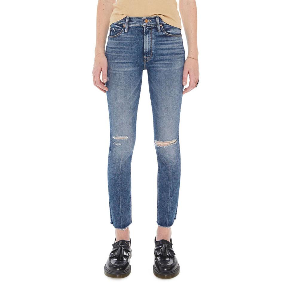 The Dazzler Ripped Mid Rise Ankle Slim Jeans