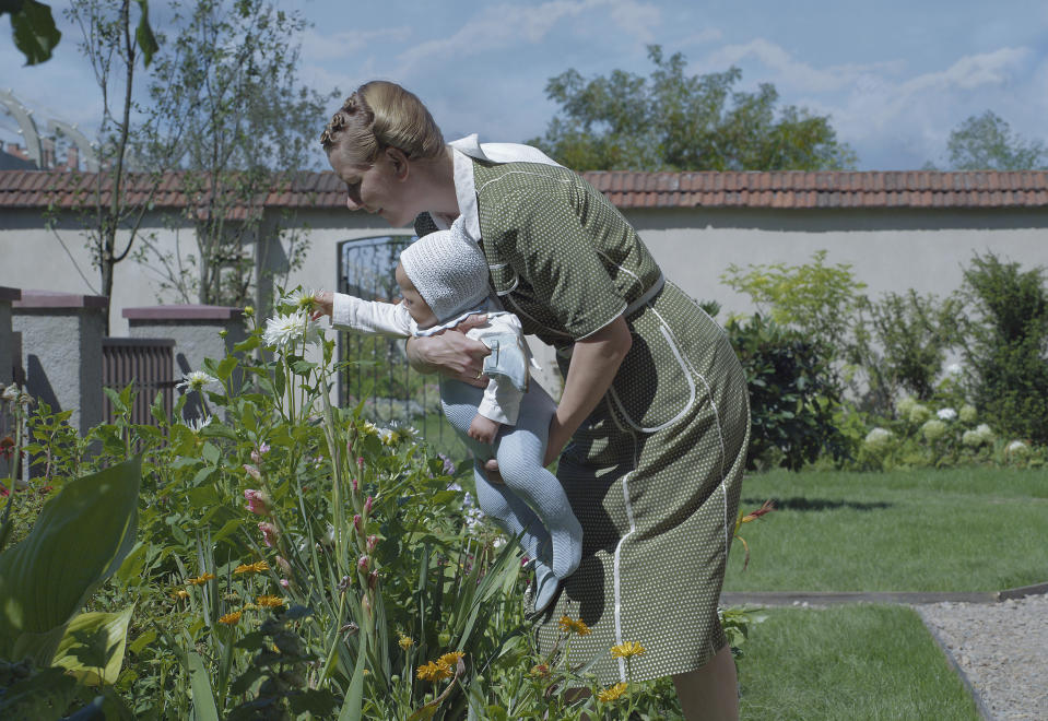 This image released by A24 shows Sandra Hüller in a scene from "The Zone of Interest." (A24 via AP)