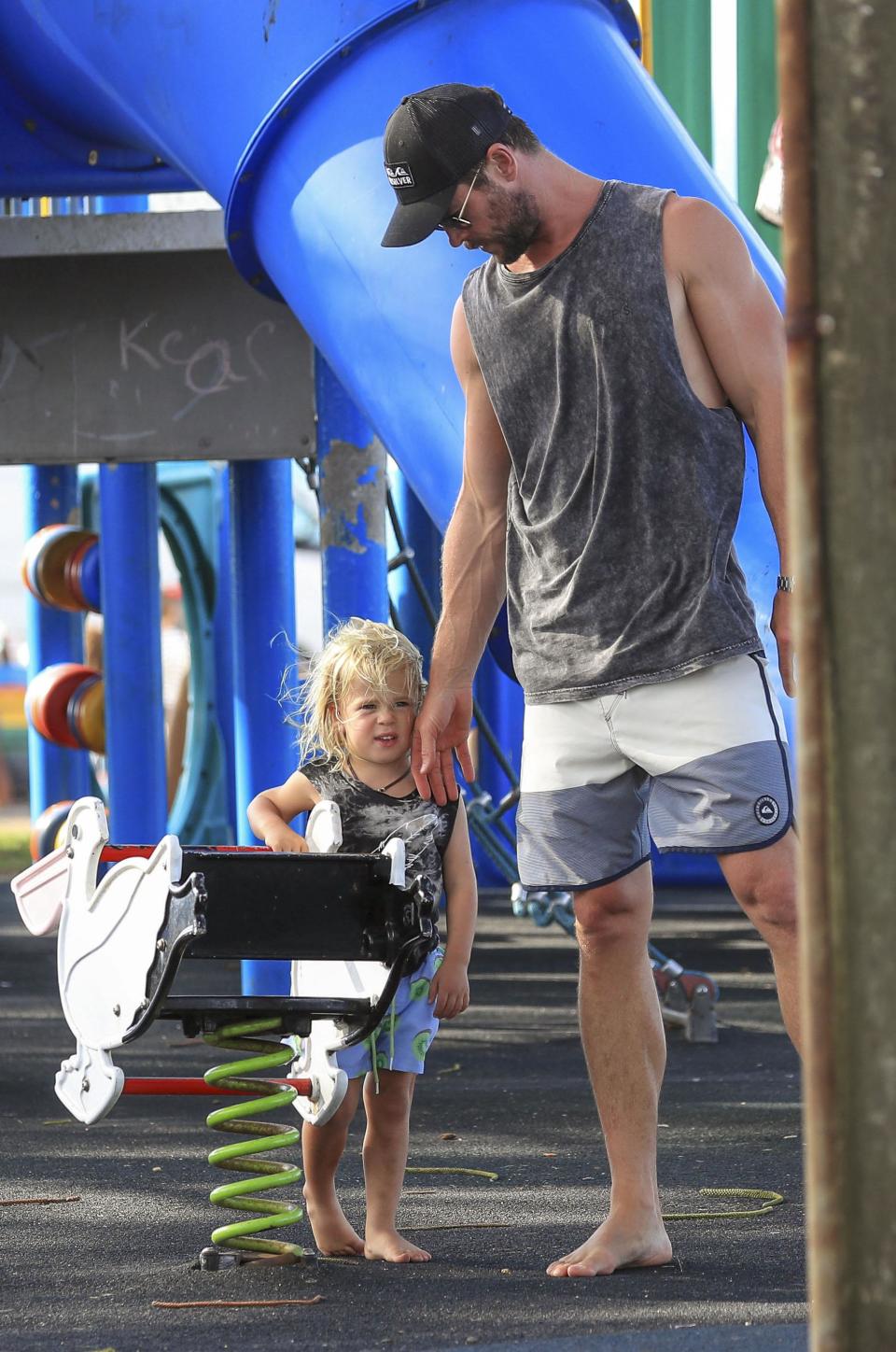 Hot dad alert: Chris Hemsworth and twins enjoy a boy's day out