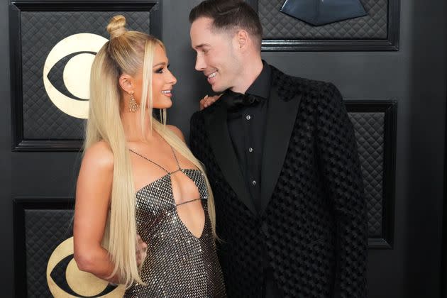 From Left: Paris Hilton and Carter Reum attended the 65th Grammy Awards in February 2023.