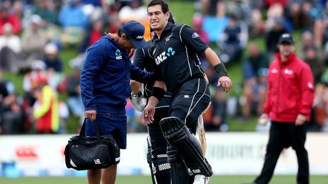 Taylor required medical attention during his innings. Image: Getty