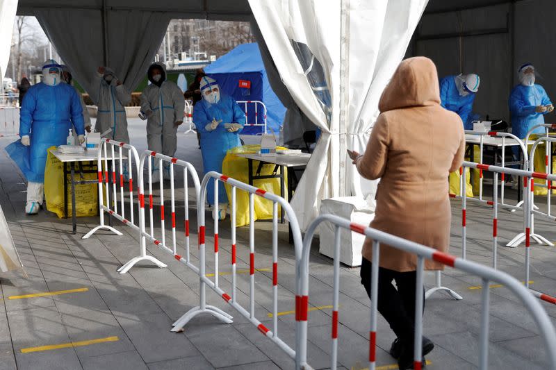 Nucleic acid testing site following COVID-19 outbreak in Beijing