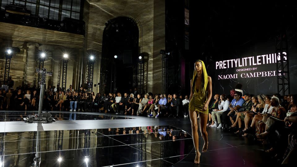A model walks the runway during PrettyLittleThing x Naomi Campbell at Cipriani 25 Broadway on September 05, 2023 in New York City. - Dimitrios Kambouris/Getty Images
