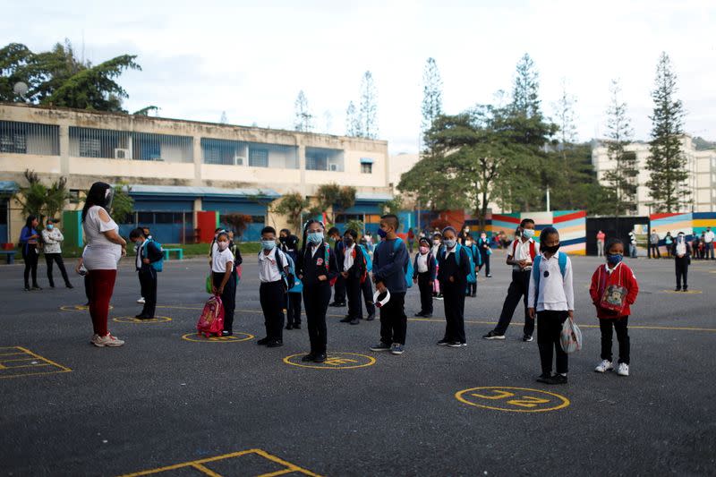 Venezuelan students return to school after COVID-19 closures, in Caracas