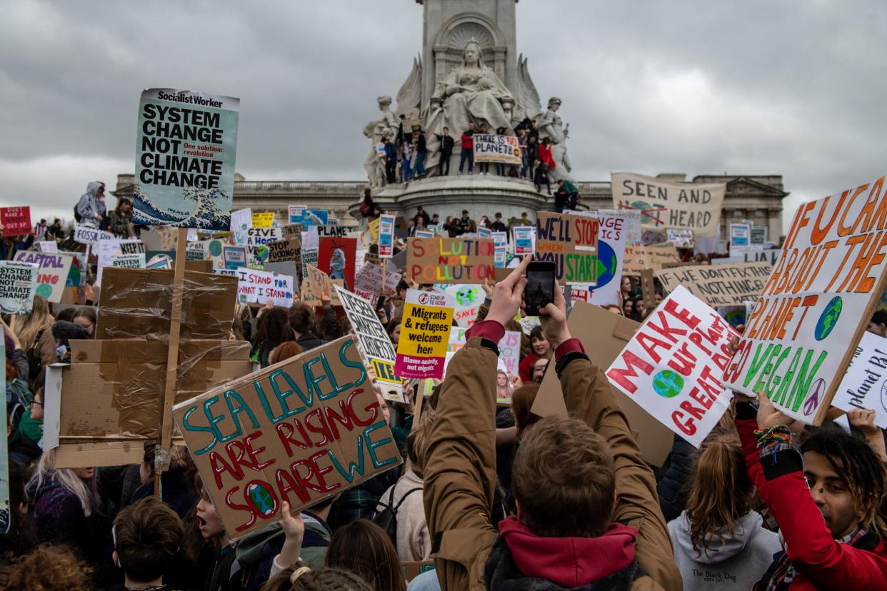 Pupils protest against climate change at Buckingham Palace in March 2019: Getty