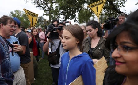 Swedish teen climate activist Thunberg and environmental advocates rally near the White House in Washington
