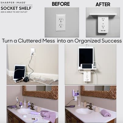 A socket shelf for people who have a toothbrush they need to charge