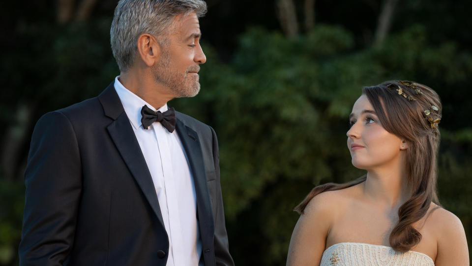 George Clooney, left, and Kaitlyn Dever in 