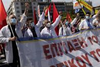 Rally commemorating May Day, in Athens