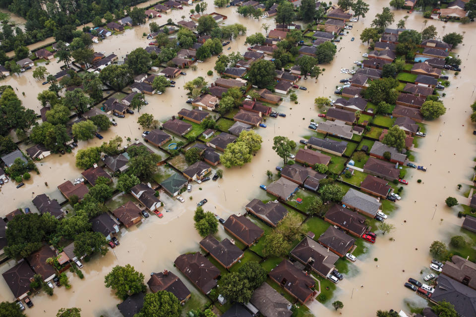 Submerged Houston neighborhoods near Interstate 10 in the wake of Tropical Storm Harvey&nbsp;on Aug. 29, 2017.