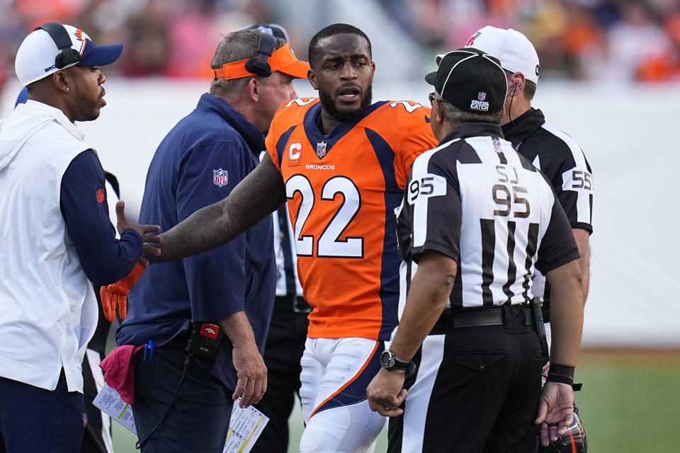 Kareem Jackson was ejected for a second time this season on Sunday. (AP Photo/Jack Dempsey)