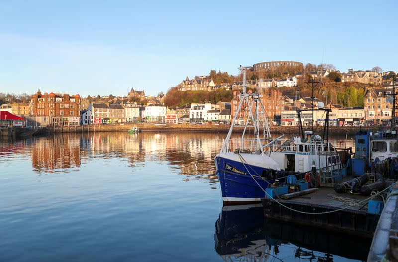 FILE PHOTO: A fishing boat is seen at Oban harbor in Scotland